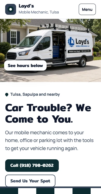 Loyd's Mobile Mechanic demo on a phone
